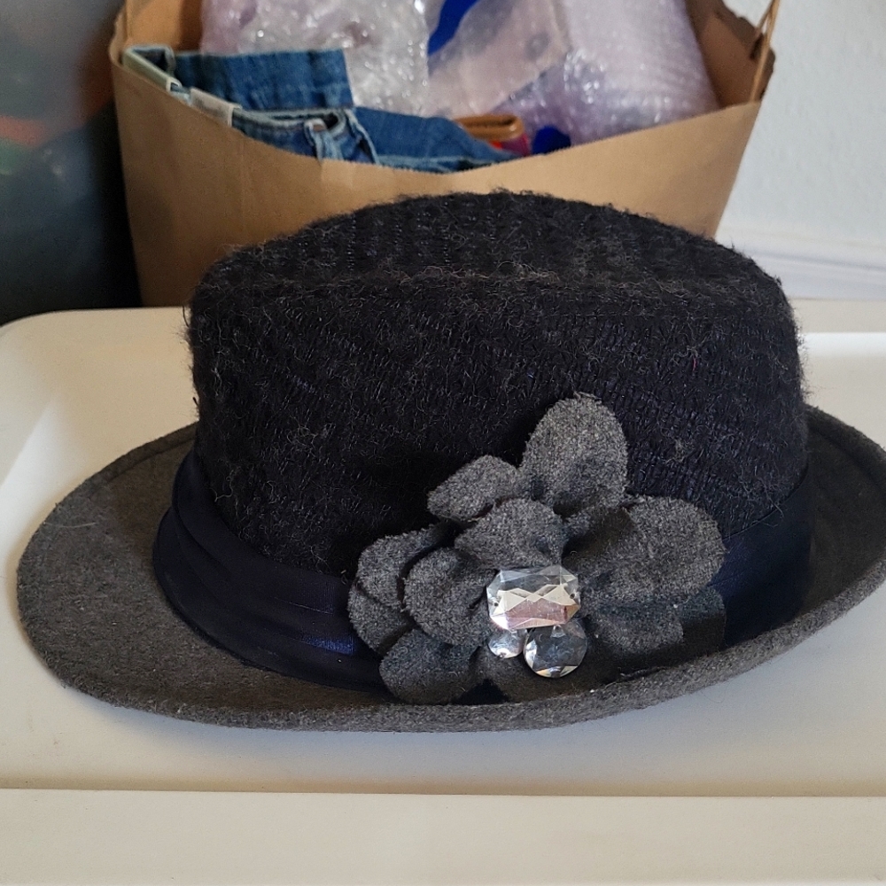 Lane Bryant Black Winter Fedora Bejeweled